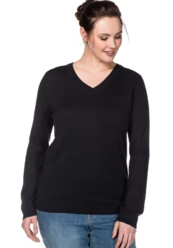 Feinstrickpullover mit V-Ausschnitt
