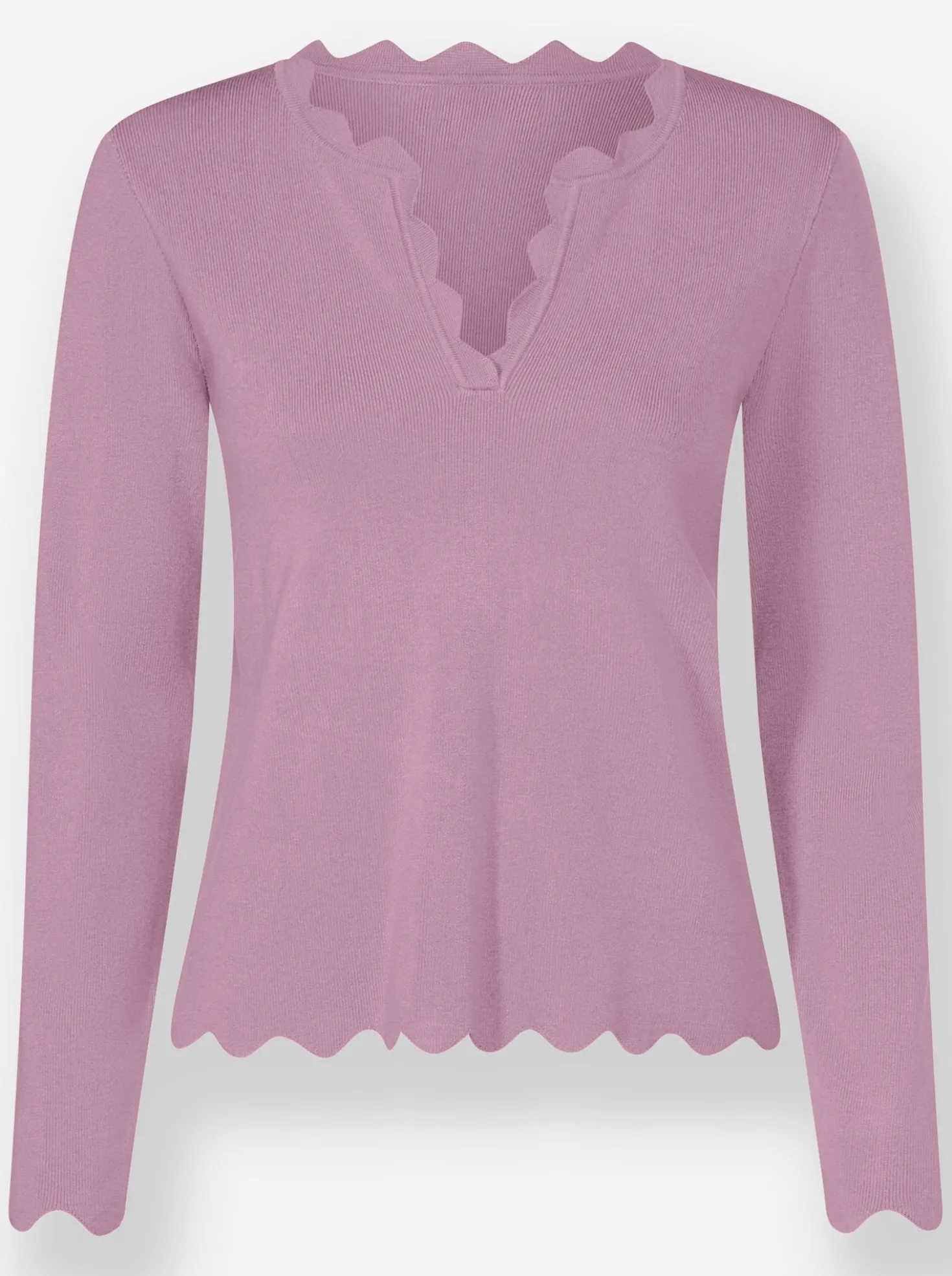 Feinstrickpullover mit Wellenkanten