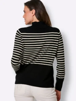 Feinstrickpullover mit Wellenkante