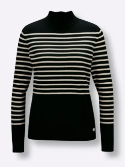 Feinstrickpullover mit Wellenkante