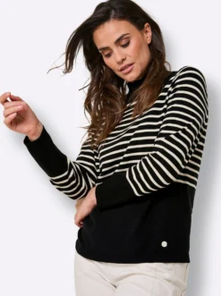 Feinstrickpullover mit Wellenkante