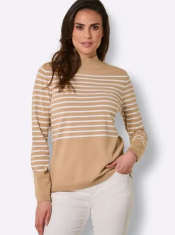 Feinstrickpullover mit Wellenkante
