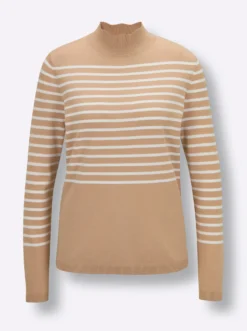 Feinstrickpullover mit Wellenkante