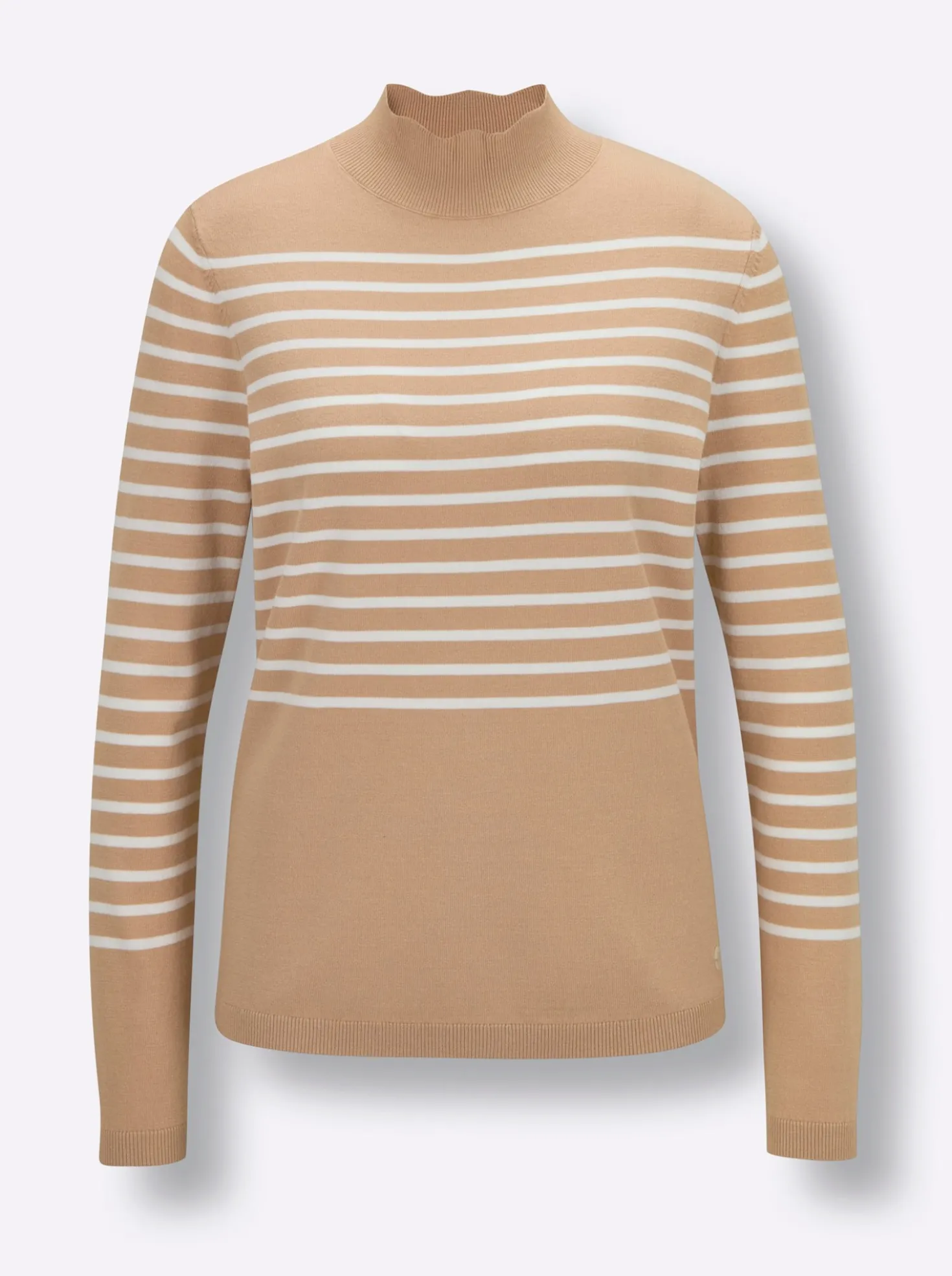 Feinstrickpullover mit Wellenkante