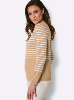 Feinstrickpullover mit Wellenkante