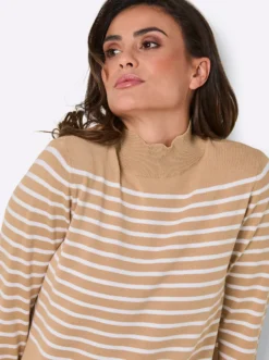 Feinstrickpullover mit Wellenkante