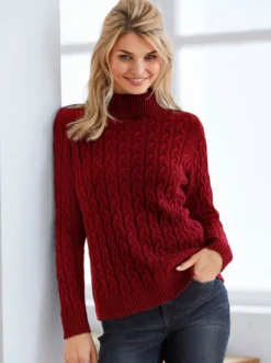 Feinstrickpullover mit Zopfmuster