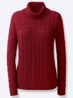 Feinstrickpullover mit Zopfmuster