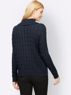 Feinstrickpullover mit Zopfmuster
