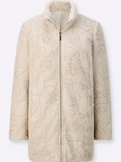 Fellimitatjacke mit Stehkragen, A-Form
