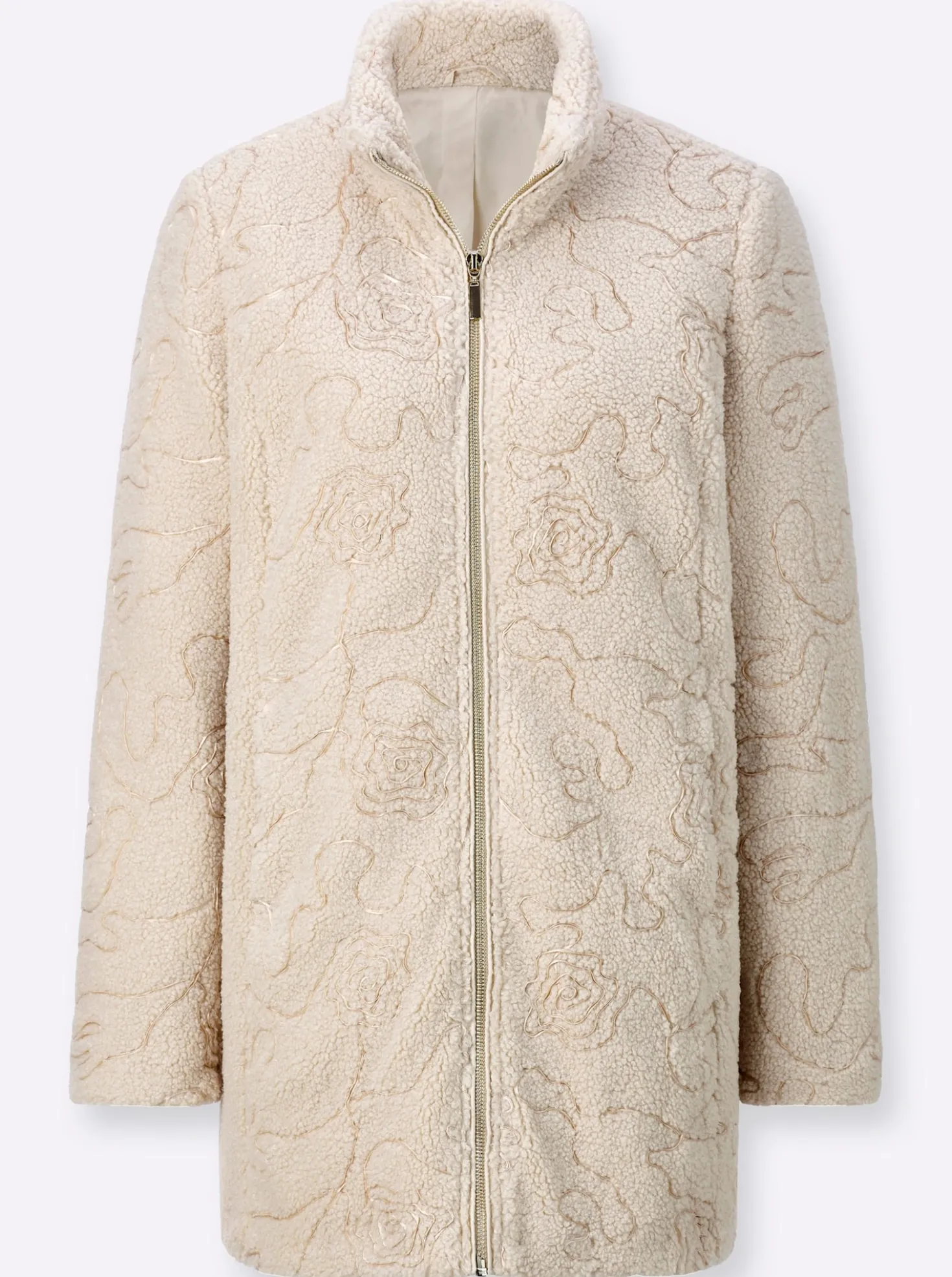 Fellimitatjacke mit Stehkragen, A-Form