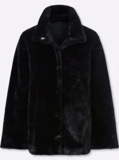 Fellimitatjacke mit Stehkragen