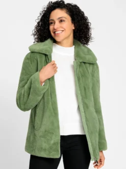 Fellimitatjacke mit Umlegekragen