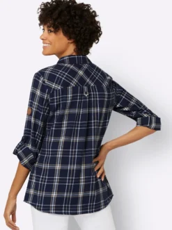 Flanellbluse mit krempelbaren Ärmeln