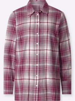 Flanellbluse mit Seitenschlitzen