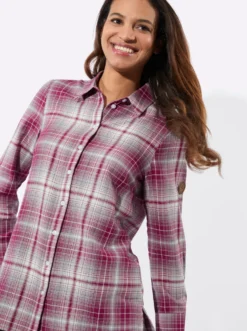 Flanellbluse mit Seitenschlitzen