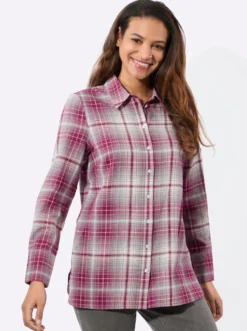 Flanellbluse mit Seitenschlitzen