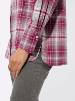 Flanellbluse mit Seitenschlitzen
