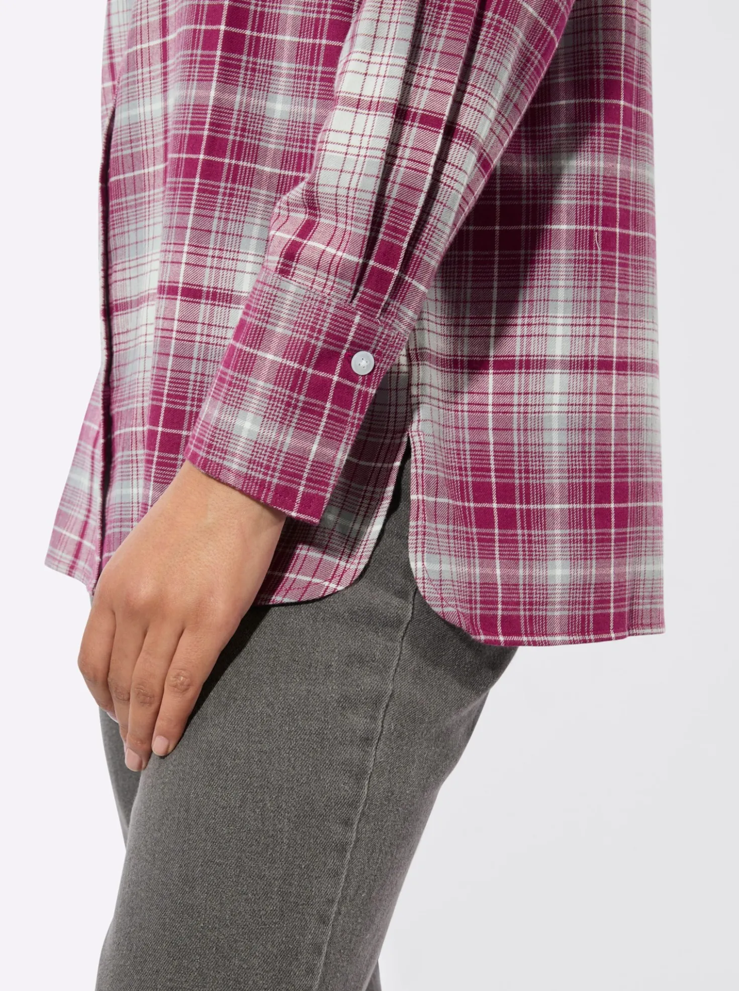 Flanellbluse mit Seitenschlitzen
