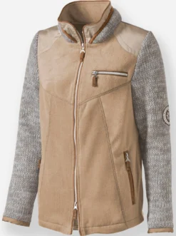 Fleecejacke im Mix aus Fleece und Strick