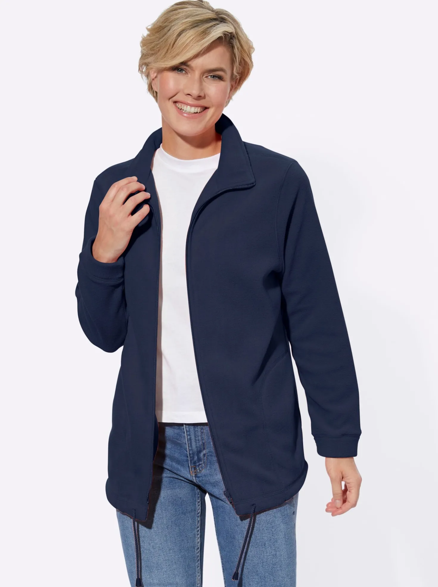 Fleecejacke Kordeldurchzug am Saum