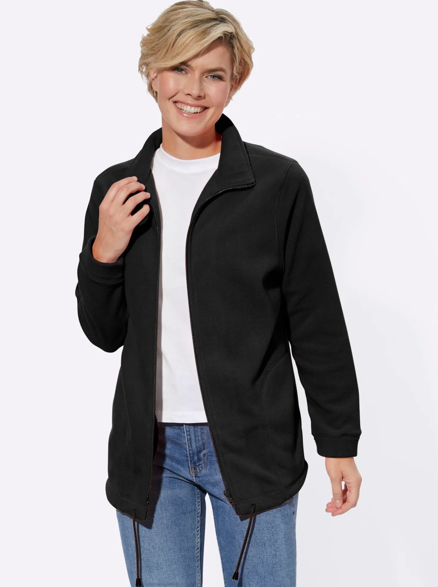 Fleecejacke Kordeldurchzug am Saum