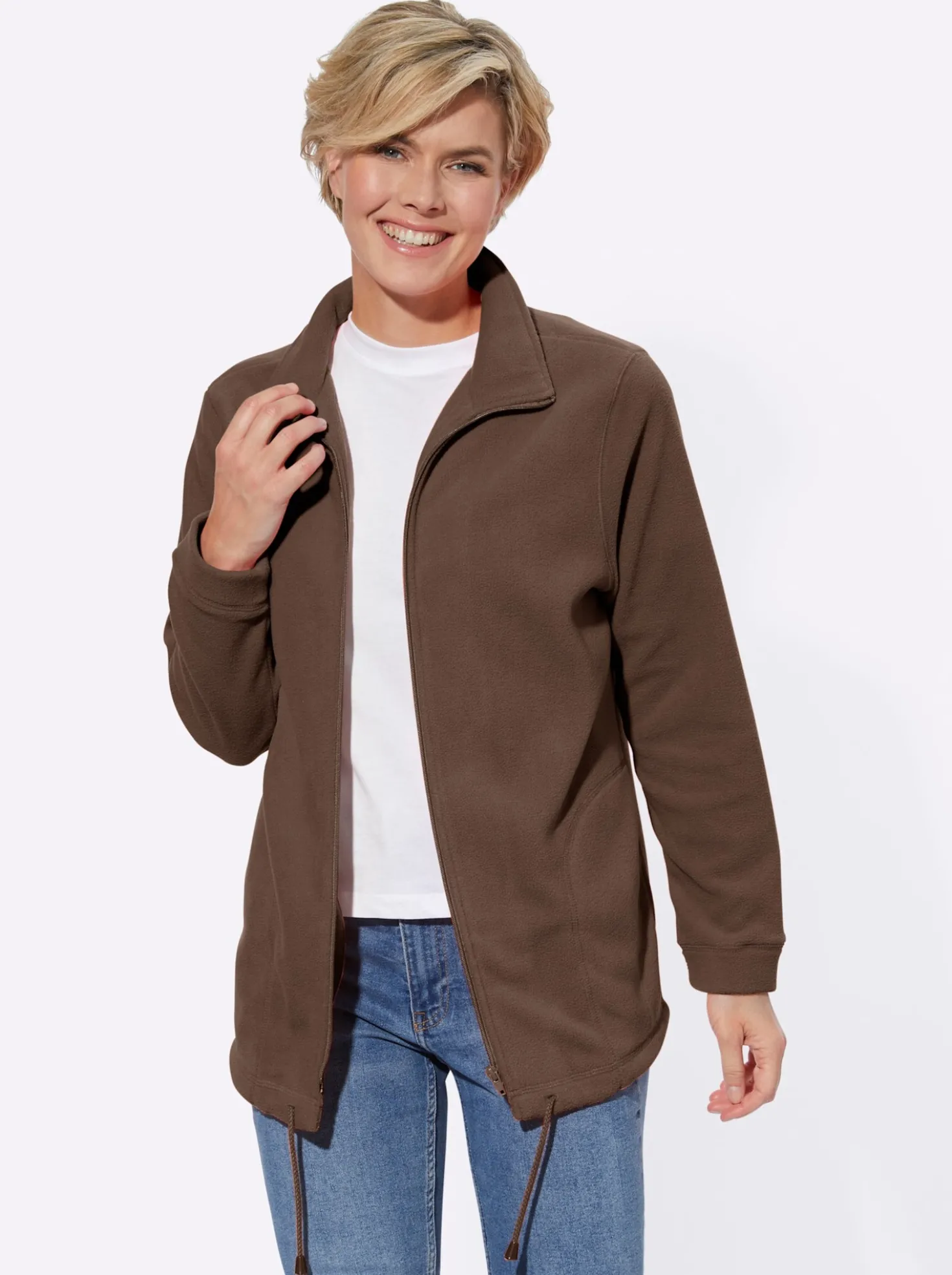 Fleecejacke Kordeldurchzug am Saum