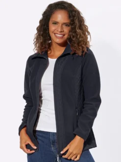Fleecejacke mit gesteppten Web-Einsätzen