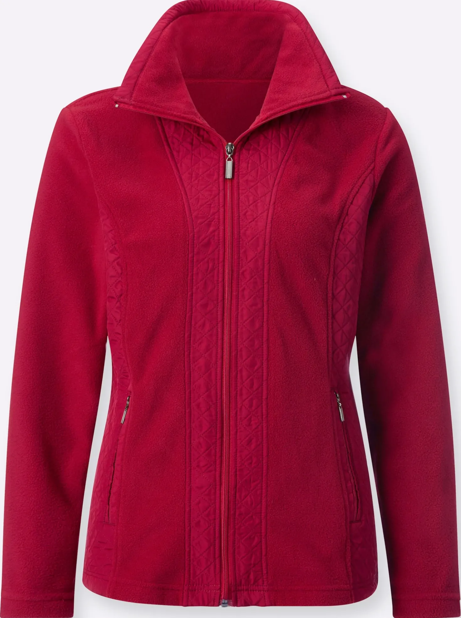 Fleecejacke mit gesteppten Web-Einsätzen