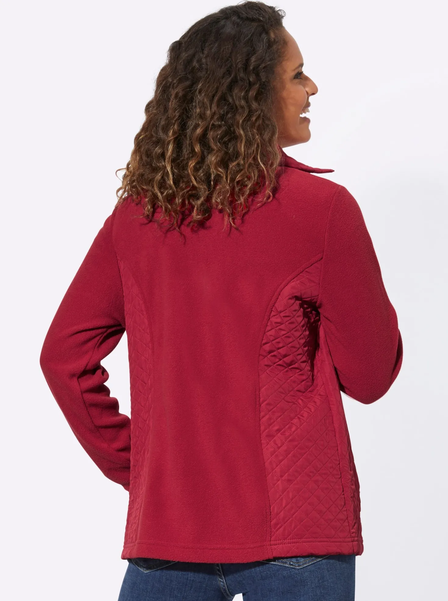 Fleecejacke mit gesteppten Web-Einsätzen