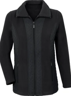 Fleecejacke mit gesteppten Web-Einsätzen
