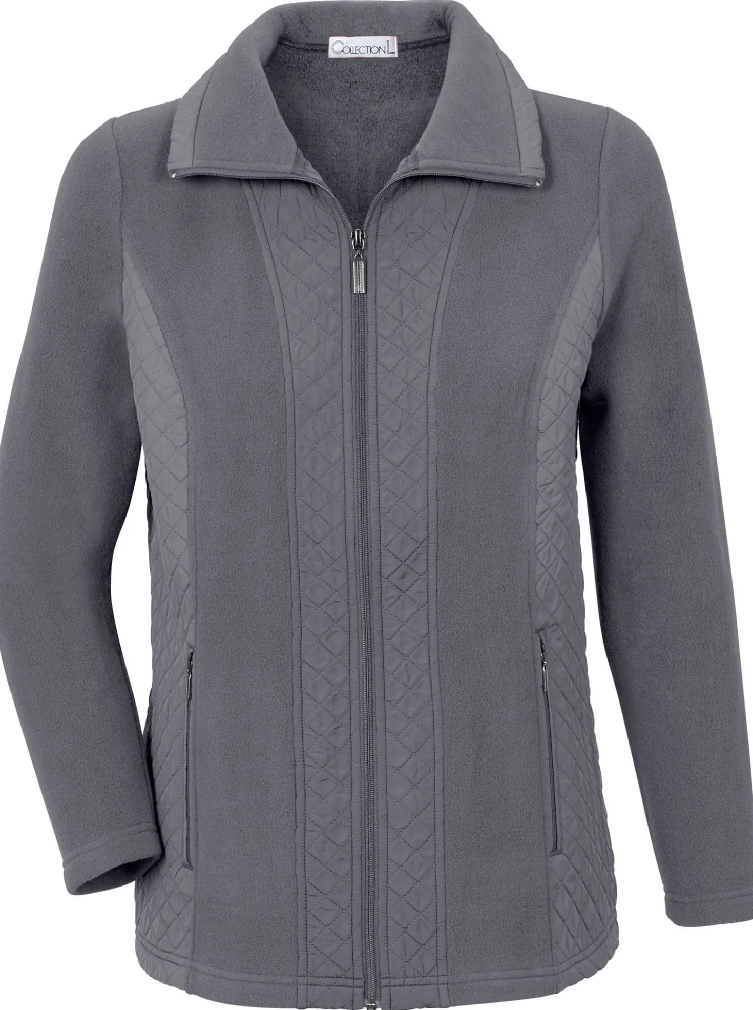 Fleecejacke mit gesteppten Web-Einsätzen