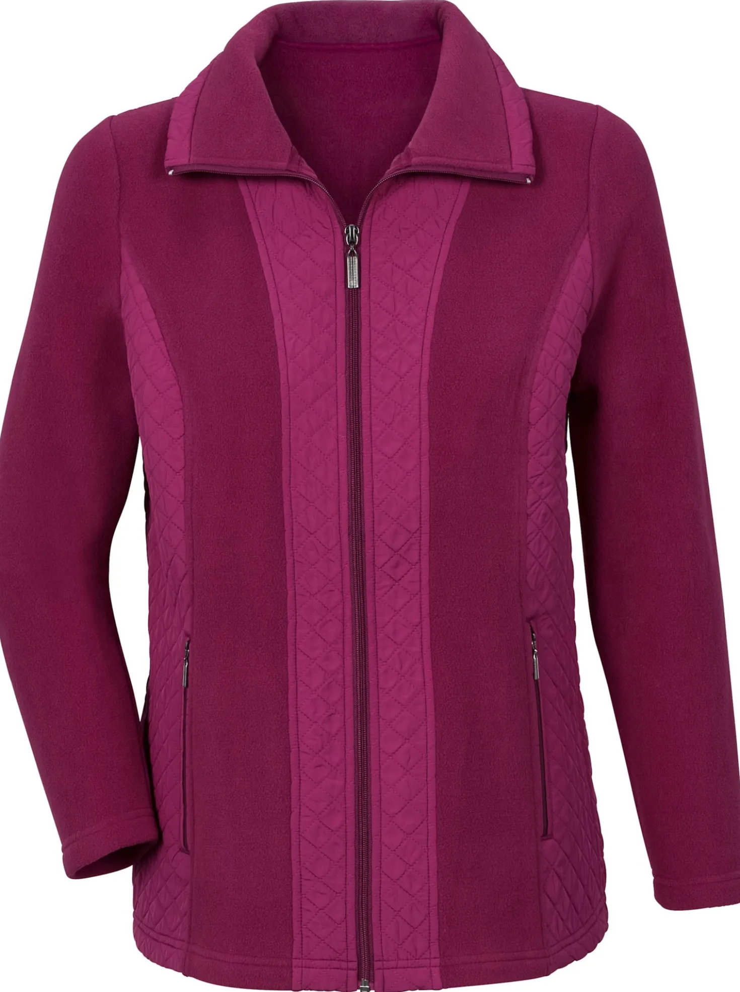 Fleecejacke mit gesteppten Web-Einsätzen