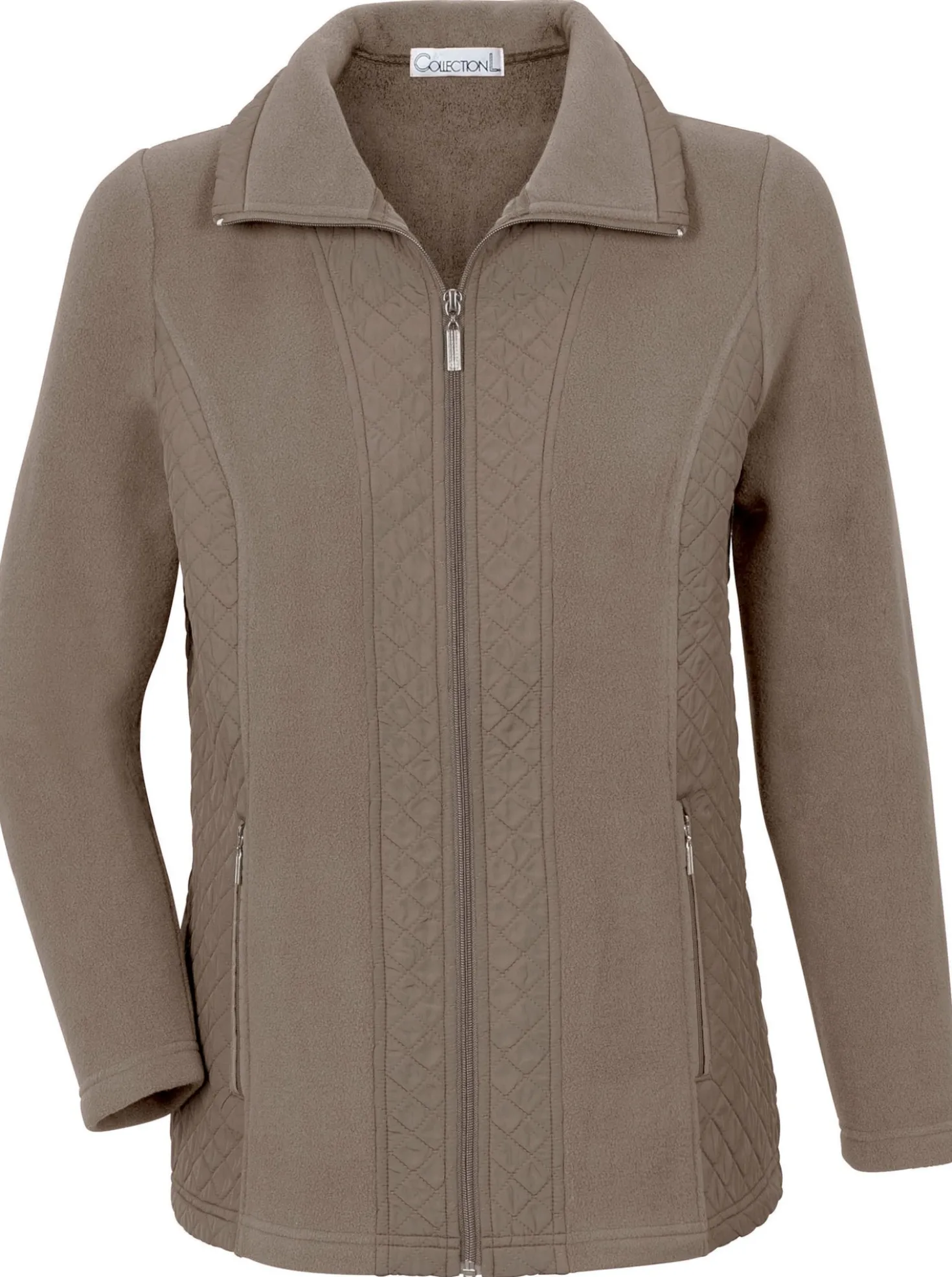 Fleecejacke mit gesteppten Web-Einsätzen