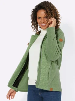 Fleecejacke mit melierten Einsätzen
