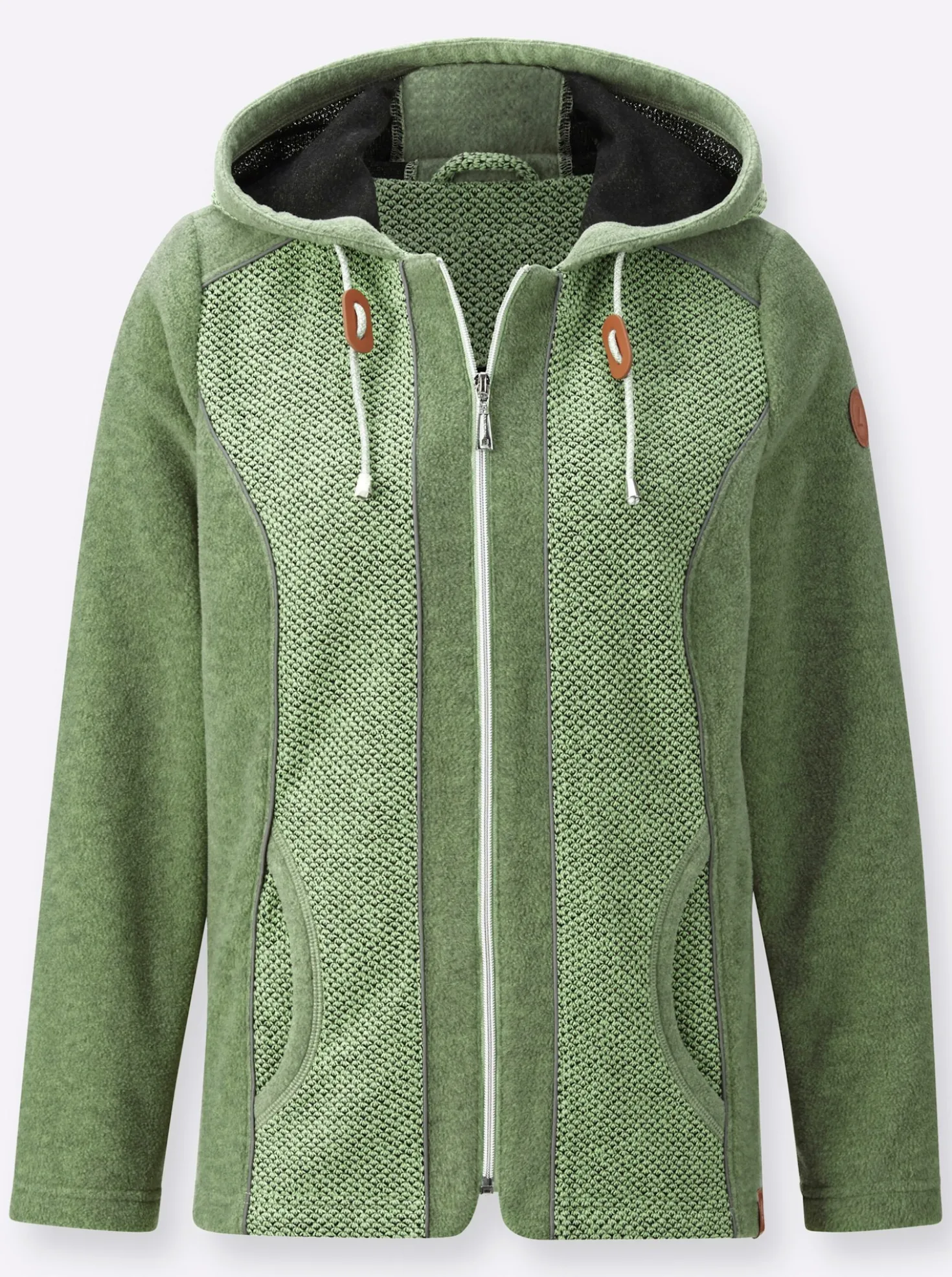 Fleecejacke mit melierten Einsätzen