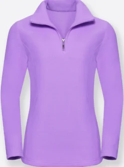 Fleeceshirt mit Troyerkragen