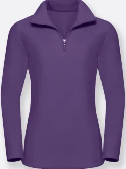 Fleeceshirt mit Troyerkragen