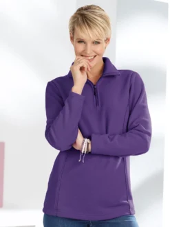 Fleeceshirt mit Troyerkragen