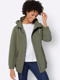 Freizeitjacke mit Lederimitat-Paspeln