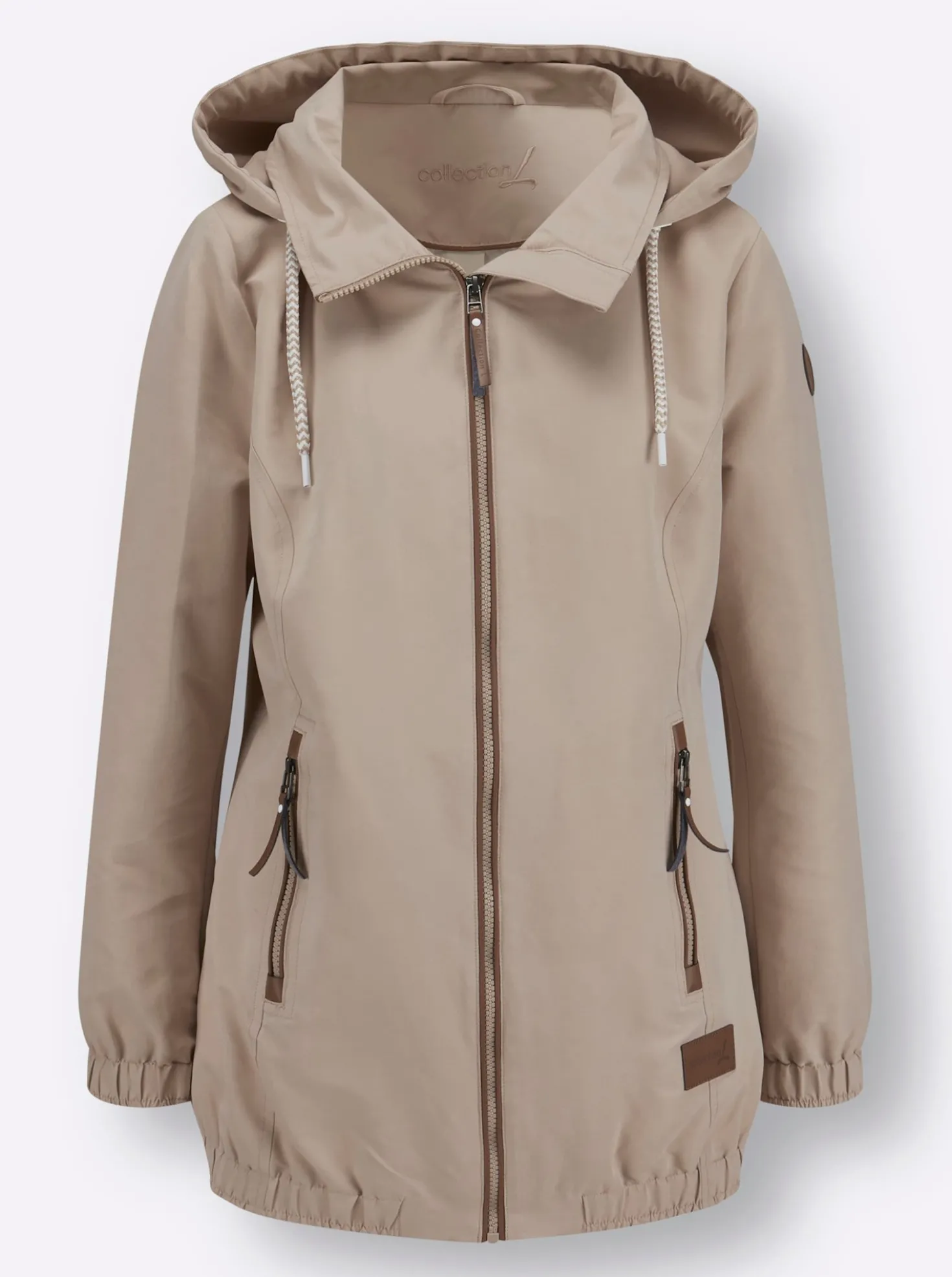Freizeitjacke mit Lederimitat-Paspeln