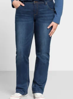 Gerade Jeans mit Used-Effekten