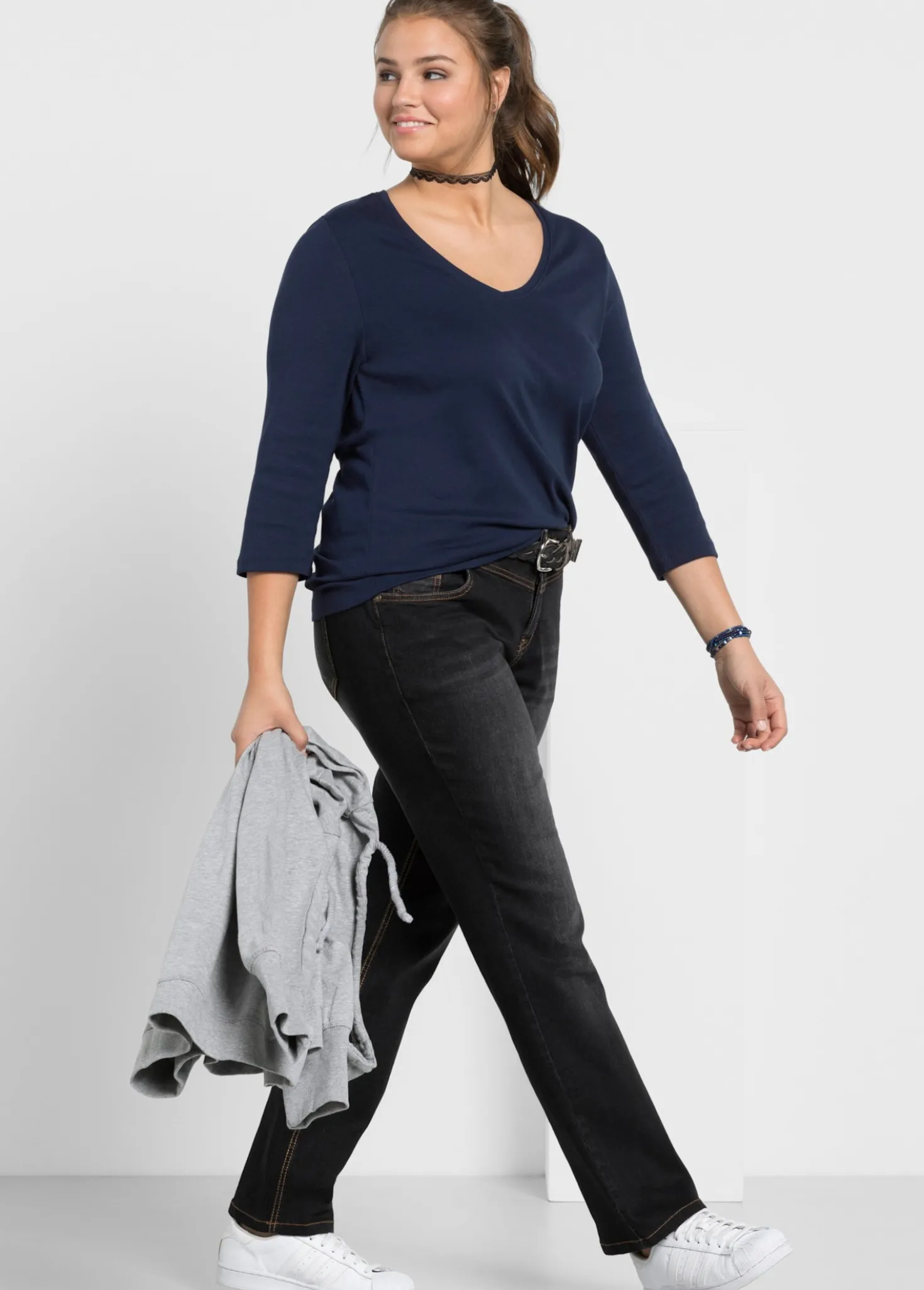 Gerade Jeans mit Used-Effekten