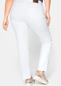 Gerade Jeans mit Used-Effekten