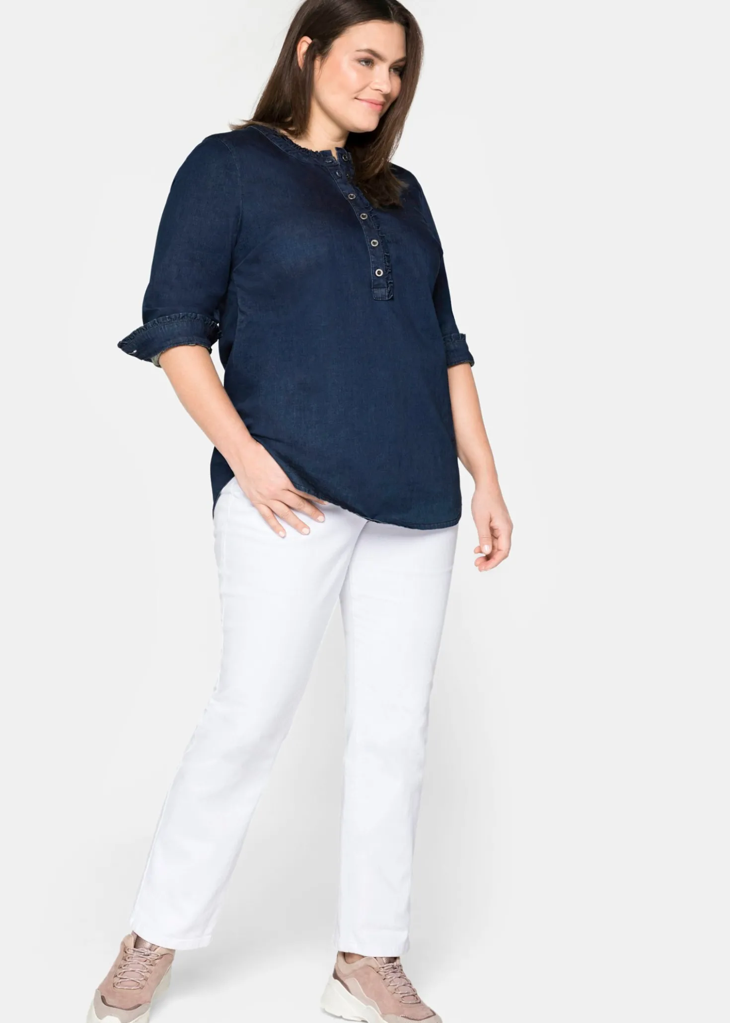 Gerade Jeans mit Used-Effekten