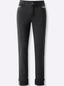 Gerade Jeans mit Ziersteinchen