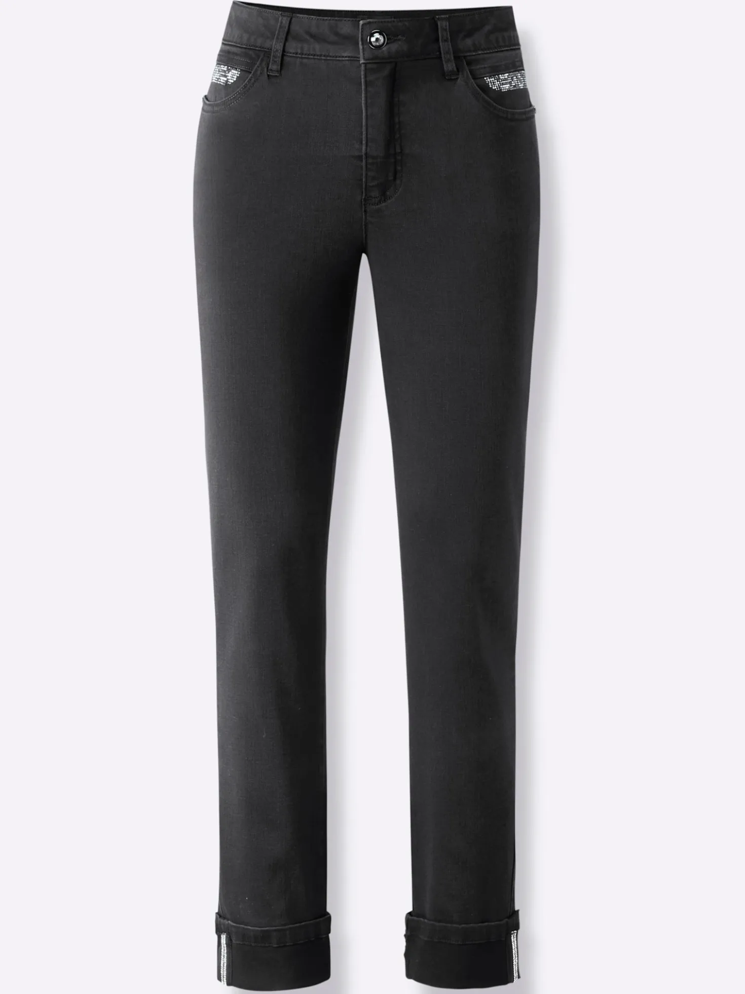 Gerade Jeans mit Ziersteinchen