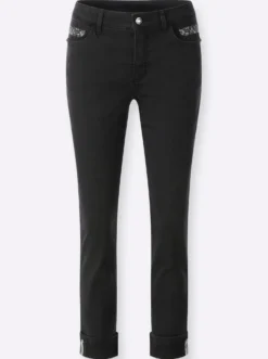 Gerade Jeans mit Ziersteinchen