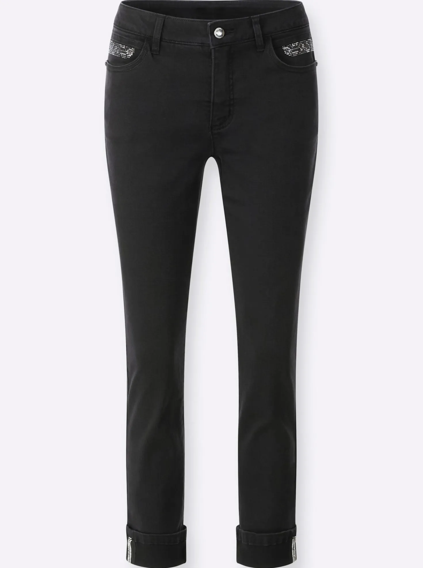 Gerade Jeans mit Ziersteinchen