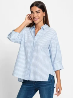 Gestreifte Bluse hinten mit Kellerfalte